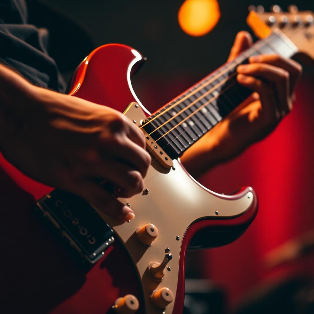 Person playing electric guitar