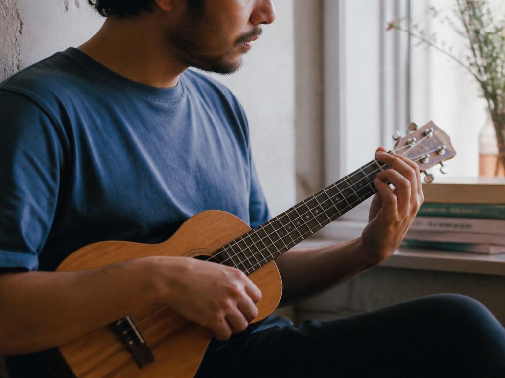 Person playing ukulele
